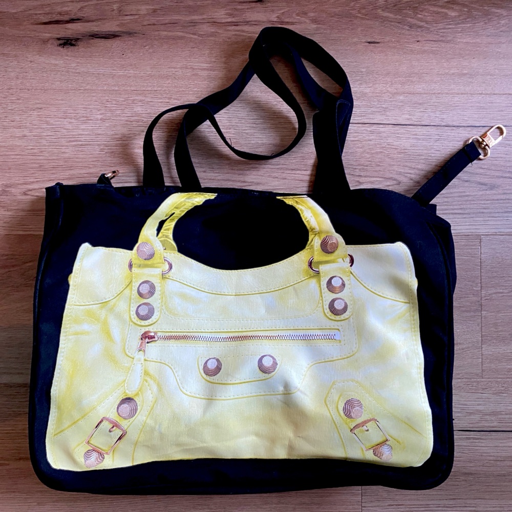 Thursday Friday Canvas Tote gently used Neon Yellow Balenciaga Leather Handbag